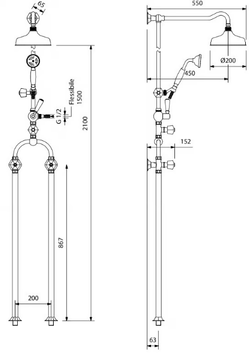 BIANCA - Floor standing shower panel with diverter with overhead shower by Park Avenue - view 3